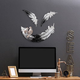 Aberto Design Love Birds - 1 Accesorio decorativo de pared Blanco y Negro